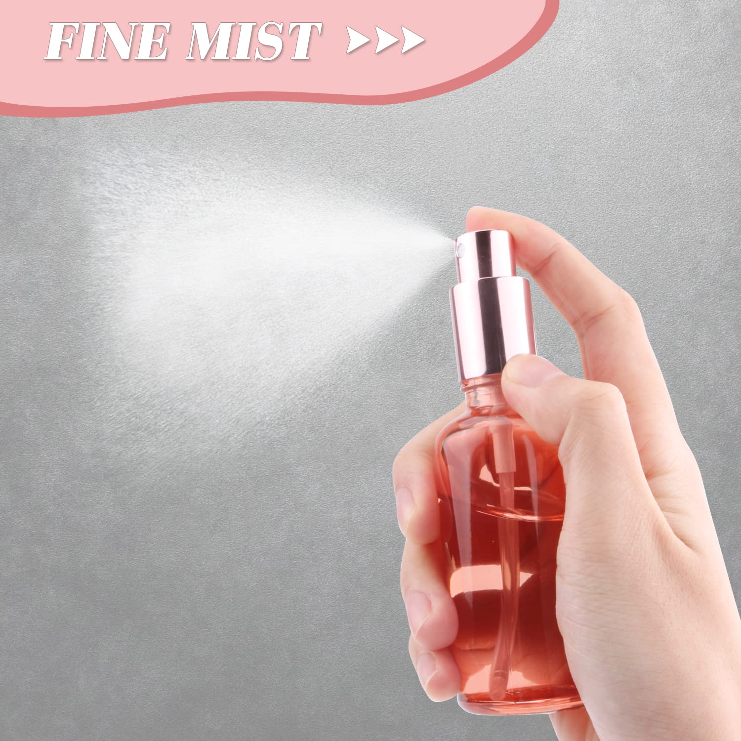 Dmuuudm 6 Pack 2 Oz Pink Glass Spray Bottles,Empty Perfume Fine Mist Atomizer,Rose-Golden Pump Head Travel Liquid Holder Contain